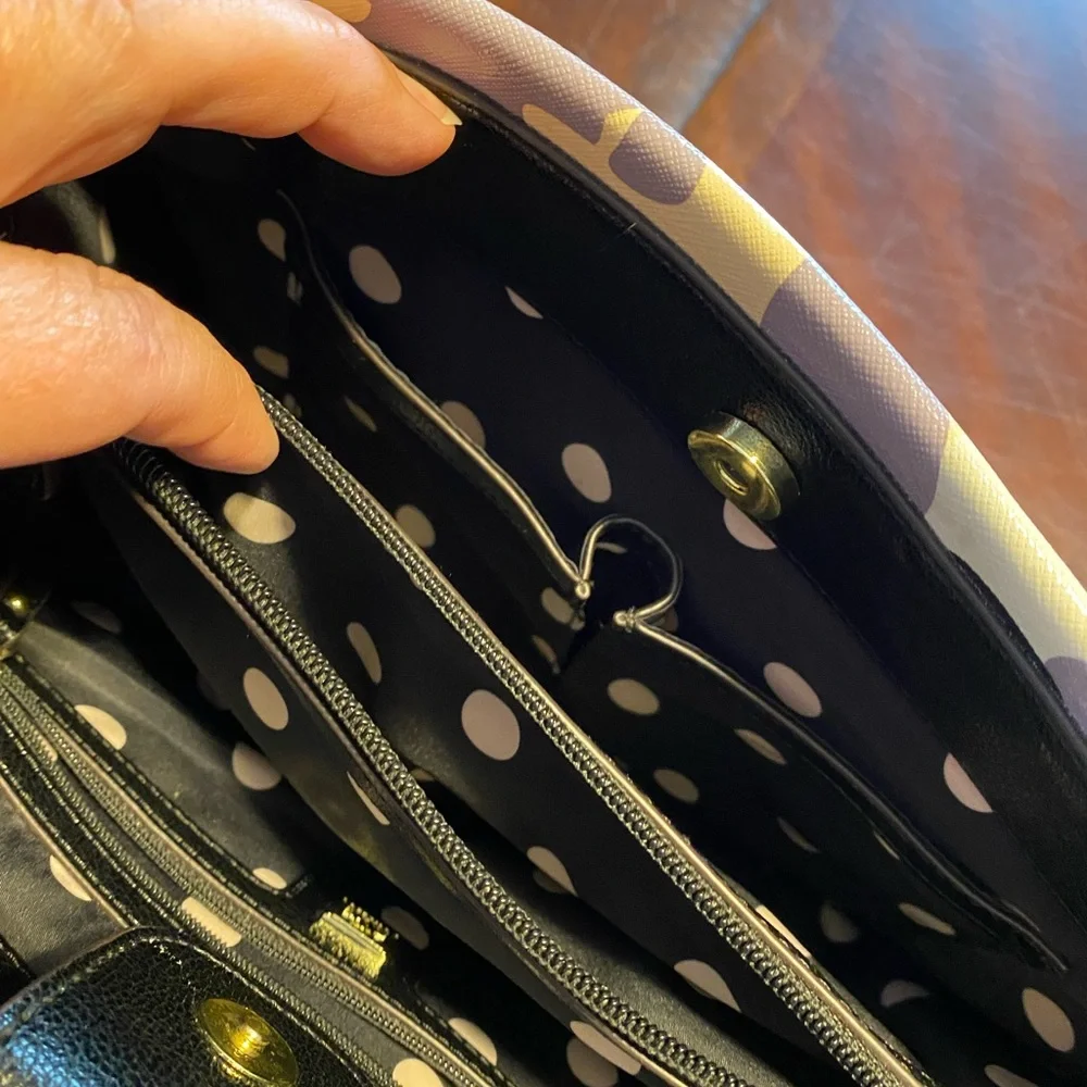 Anne Klein Floral Shoulder Bag - Purple, Black, Gold - Picture 7 of 13